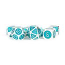 Digital Enamel Metal Dice Set 16mm Silver with Teal...