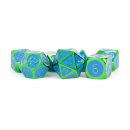 Digital Enamel Metal Dice Set 16mm Green with Blue Enamel...