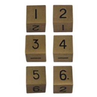 Metallic Dice 6Count 16mm d6 Antique Gold Metal Dice Set