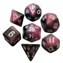 Mini Polyhedral Dice Set Pink Black with White Numbers (7)