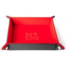 Velvet Folding Dice Tray 10x10 Red with Leather Backing