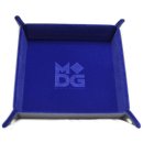 Velvet Folding Dice Tray 10x10 Blue with Leather Backing