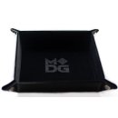 Velvet Folding Dice Tray 10x10 Black with Leather Backing