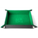 Velvet Folding Dice Tray 10x10 Green with Leather Backing