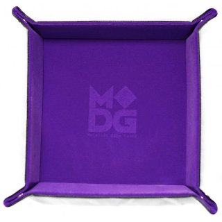 Velvet Folding Dice Tray 10x10 Purple with Leather Backing