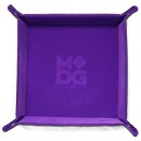 Velvet Folding Dice Tray 10x10 Purple with Leather Backing