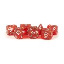 16mm Resin Icy Opal Dice Poly Set Red w/ Silver Numbers (7)