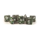 16mm Resin Icy Opal Dice Poly Set Black w/ Silver Numbers...