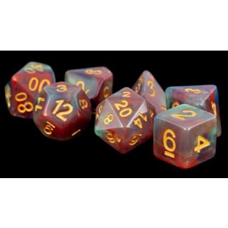 Resin Polyhedral Dice Set Red Pearl Swirl (7)