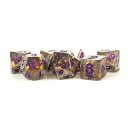 16mm Resin Polyhedral Dice Set Gray with Gold Foil Purple...