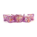 16mm Resin Polyhedral Dice Set Purple with Gold Foil (7)