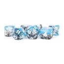 16mm Resin Polyhedral Dice Set Particle Dice Blue/Black (7)