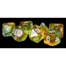Resin Polyhedral Dice Set Yellow Aurora (7)