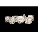 16mm Resin Poly Dice Set Pearl with Copper Numbers (7)