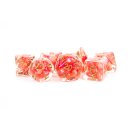 16mm Resin Poly Dice Set Pearl Red with Copper Numbers (7)