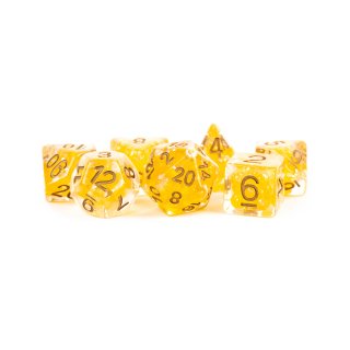 16mm Resin Poly Dice Set Pearl Citrine with Copper Numbers (7)