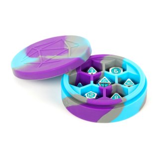 Silicone Round Dice Case Purple/Gray/Light Blue