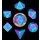 Mini Polyhedral Dice Set Purple/Teal with Blue Numbers (7)