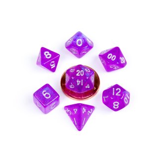 10mm Mini Stardust Acrylic Poly Dice Set Purple (7)