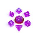 10mm Mini Stardust Acrylic Poly Dice Set Purple (7)