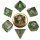 Mini Polyhedral Dice Set Ethereal Green with White Numbers (7)