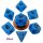 Mini Polyhedral Dice Set Glow Blue with Black Numbers (7)