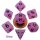 Mini Polyhedral Dice Set Glow Purple with Black Numbers (7)
