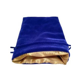Dice Bag Blue Velvet Dice Bag with Gold Satin Lining 4x6