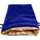 Dice Bag Blue Velvet Dice Bag with Gold Satin Lining 4x6