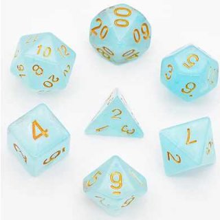 Cyan Silk Translucent Dice RPG Dice Set (7)