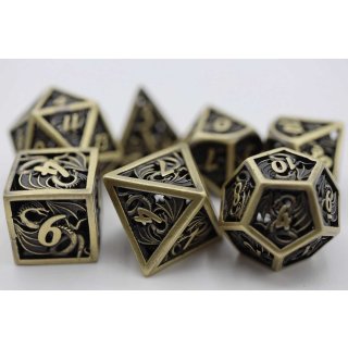 Bronze Dragon Hollow Metal RPG Dice Set (7)