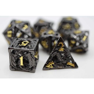 Night Dragon Hollow Metal RPG Dice Set (7)