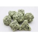 Mind Eater Glow Green Hollow Metal RPG Dice Set (7)