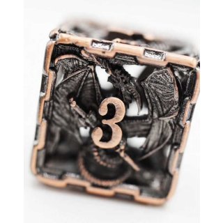 Chained Dragon Copper Hollow Metal RPG Dice Set (7)