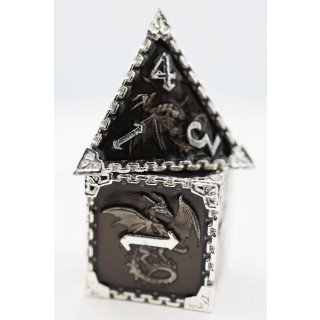 Void Dragon with Silver Metal RPG Dice Set (7)
