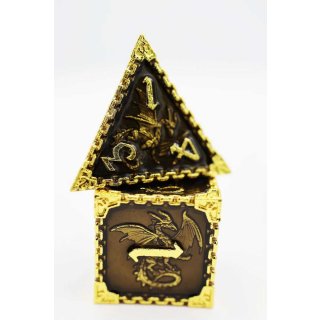 Void Dragon with Gold Metal RPG Dice Set (7)