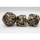 Antique Bronze Hollow Hearts Metal RPG Dice Set (7)