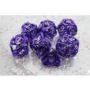 Purple Hollow Hearts Metal RPG Dice Set (7)
