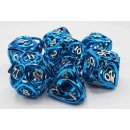 Blue Hollow Hearts Metal RPG Dice Set (7)