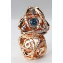 Copper Jeweled Hollow Hearts Metal RPG Dice Set (7)