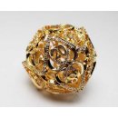 Gold Jeweled Hollow Hearts Metal RPG Dice Set (7)