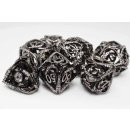 Midnight Metal Jeweled Hollow Hearts Metal RPG Dice Set (7)