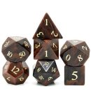 Swan Gemstone Engraved with Gold RPG Dice Set (7)