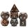Swan Gemstone Engraved with Gold RPG Dice Set (7)
