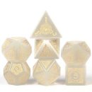 Cats Eye White with Runes Gemstone Engraved with Gold RPG...
