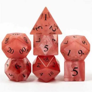 Red Watermelon Glass Engraved RPG Dice Set (7)
