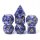 Blue Dot Gemstone Engraved with Gold RPG Dice Set (7)