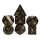 Chicken-Blood Stone Gemstone Engraved with Gold RPG Dice Set (7)
