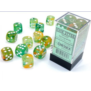 Chessex Nebula 16mm d6 Spring/white Luminary Dice Block (12 dice)