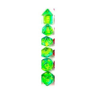 Chessex Gemini Polyhedral Translucent Green-Teal/yellow 7-Die Set